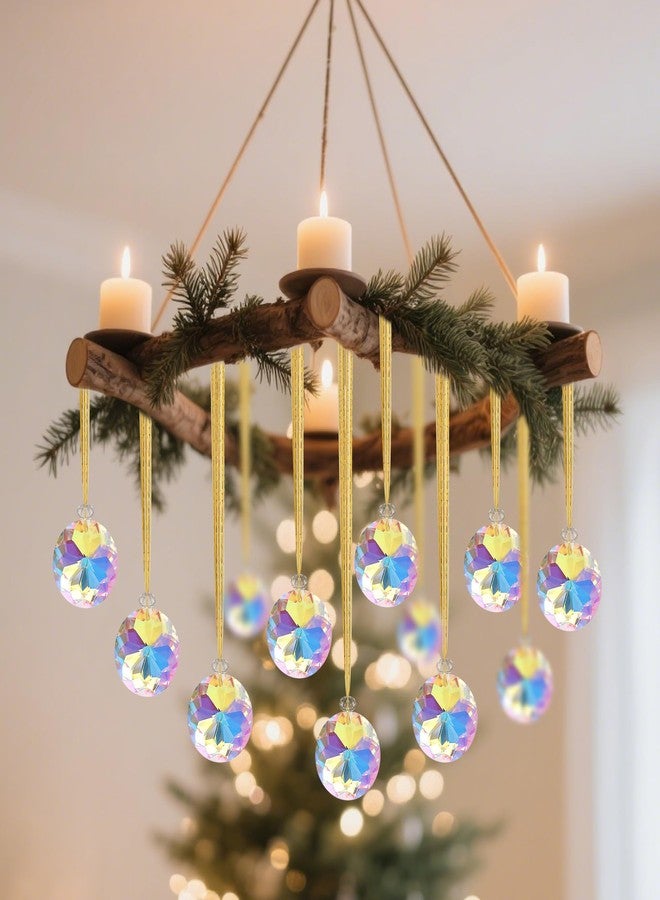 JOHUNT 12Pcs Crystal Christmas Ornaments, 1.18" Mini Round Prism Ball Christmas Tree Decorations, Iridescent Christmas Ornaments for Holiday, Party, Wedding Home Decor - Image 4